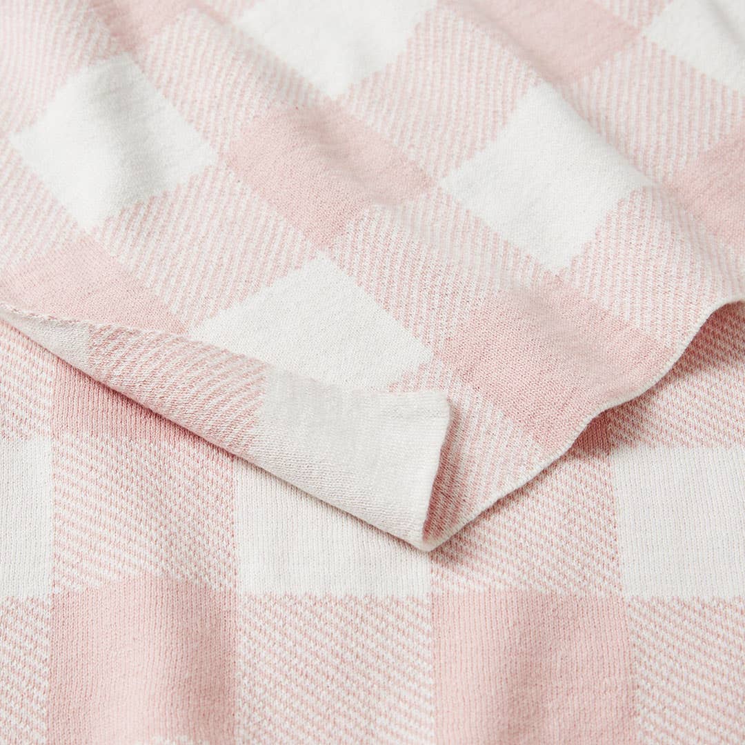 Gingham Kids Throw - Pale Pink/Ivory