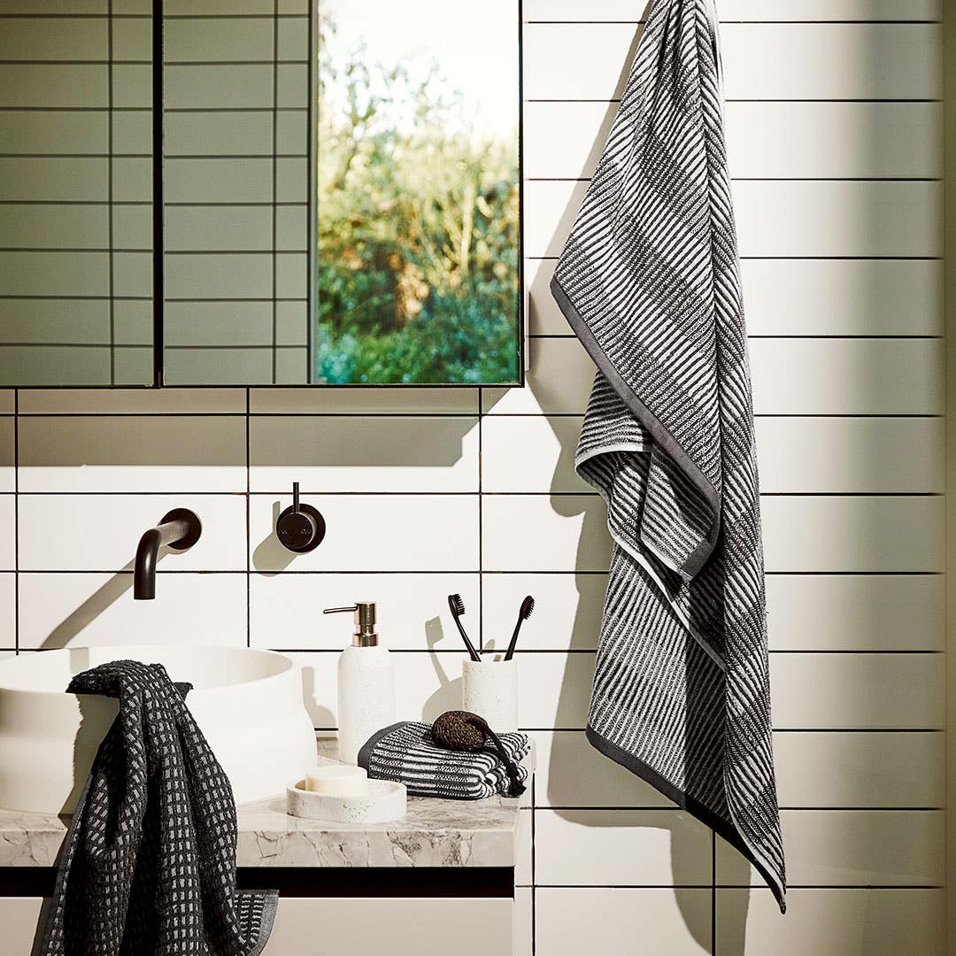 Adana Towel - Charcoal/Ivory