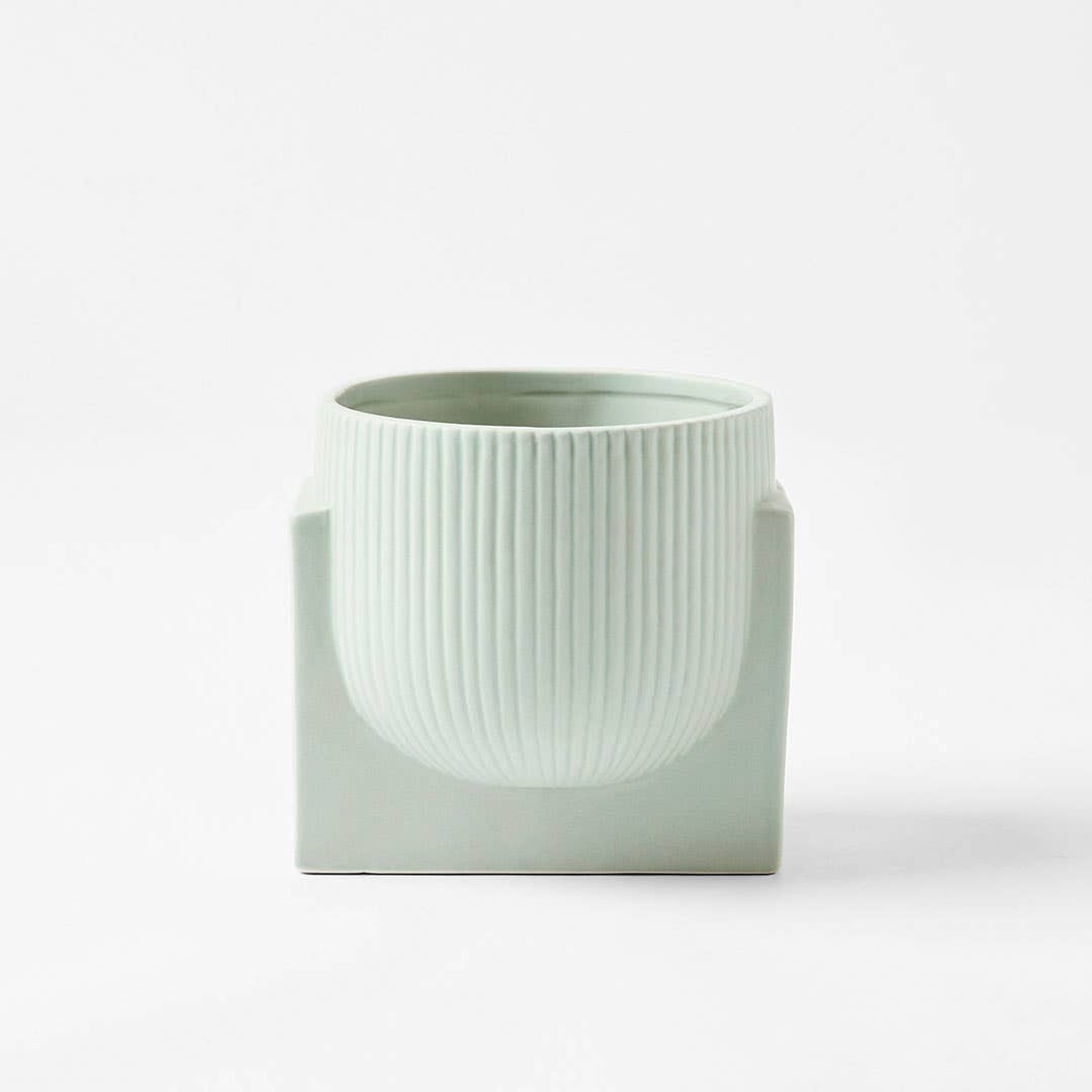 Earl Ceramic Ribbed Planter - Sage