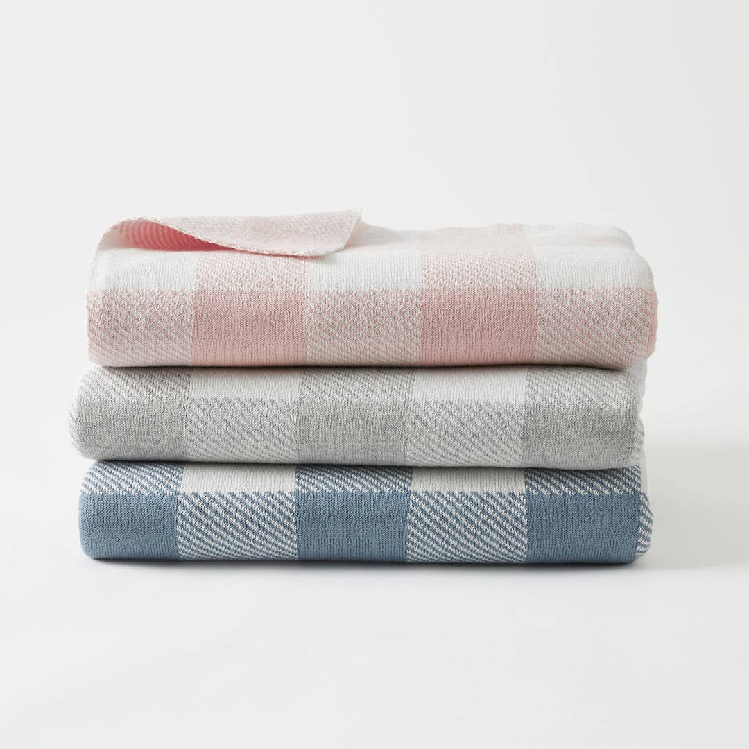 Gingham Kids Throw - Pale Pink/Ivory