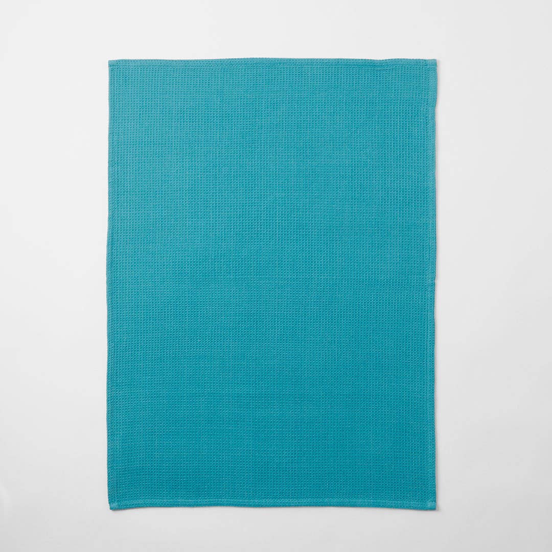 Yarn Dye Stripe Tea Towel Set Of 3 - Teal