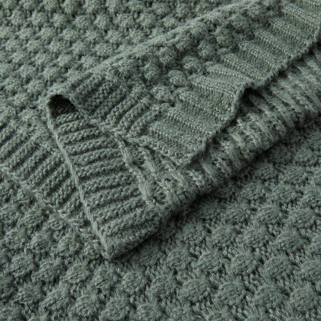 Bobble Knit Throw - Thyme