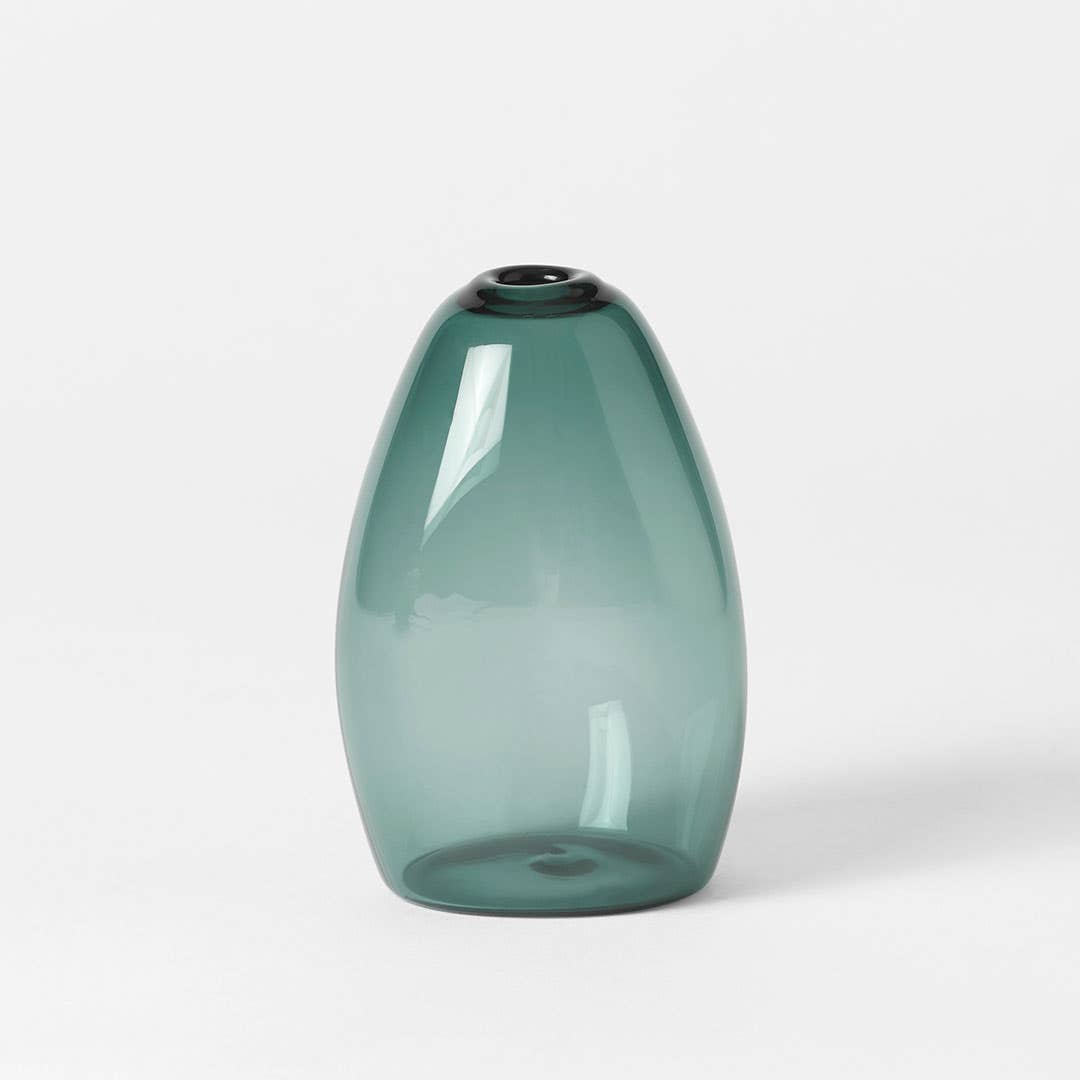 Pebble Stone Shaped Glass Vase -Teal