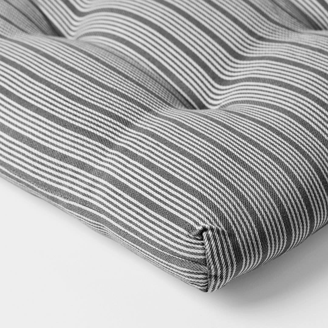 St Tropez Stripe Chair Pad - Charcoal/White