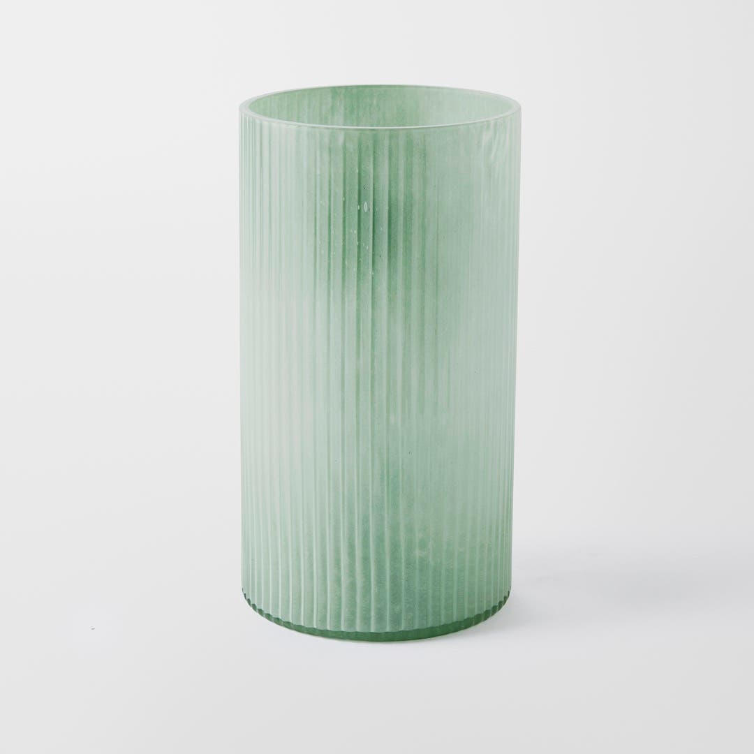 Harley Glass Ribbed Vase Large - Seafoam