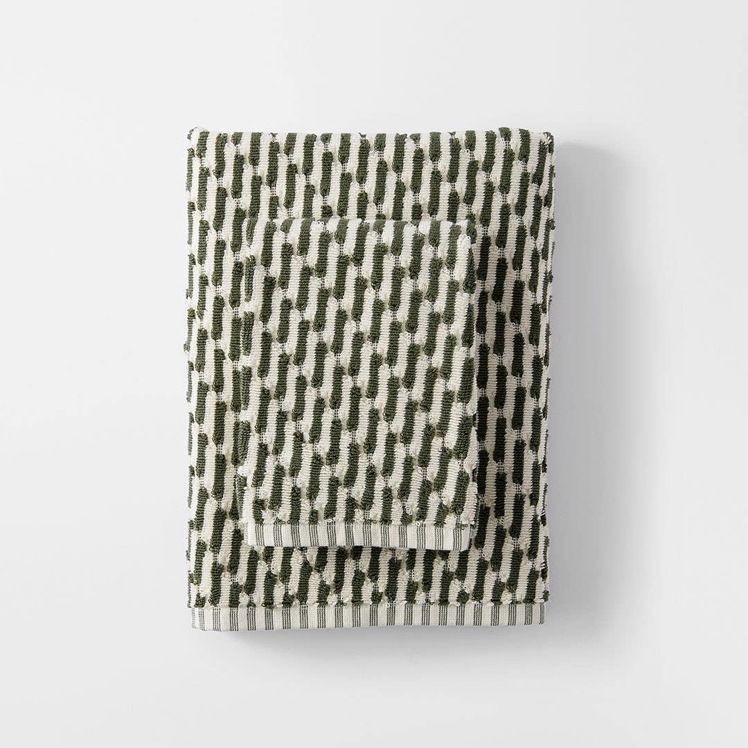 Jasper Towels - Olive/White