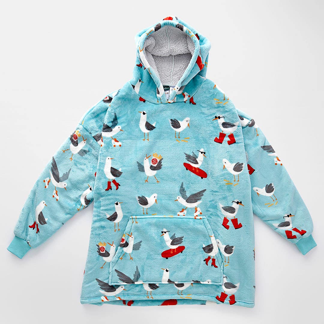 Seagulls Hooded Sherpa Blanket