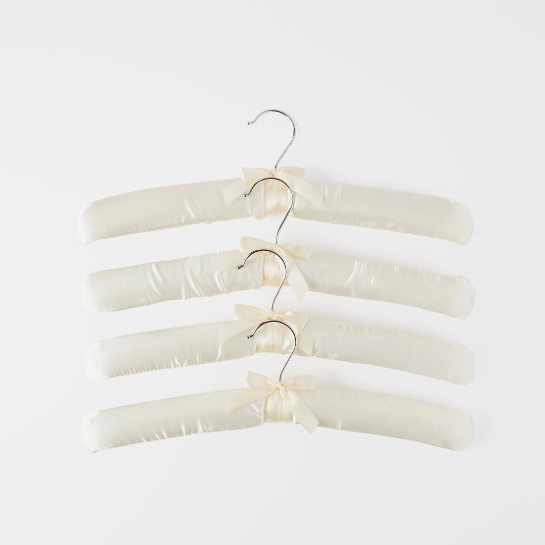 Satin Coat Hangers Set Of 4 - Ivory