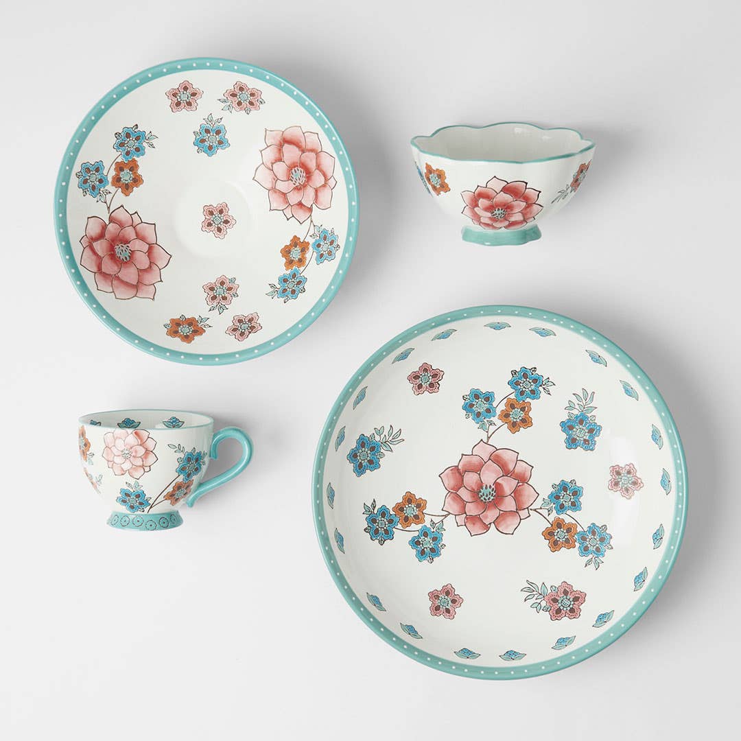 Tango Serving Bowl Floral - Pink/Aqua