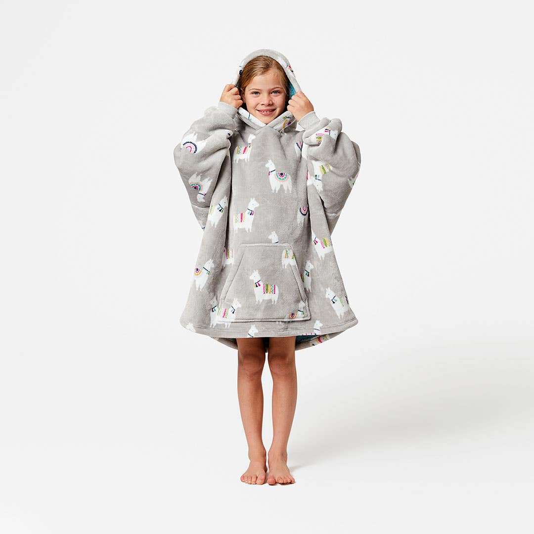 Llama Kids Hooded Sherpa Blanket