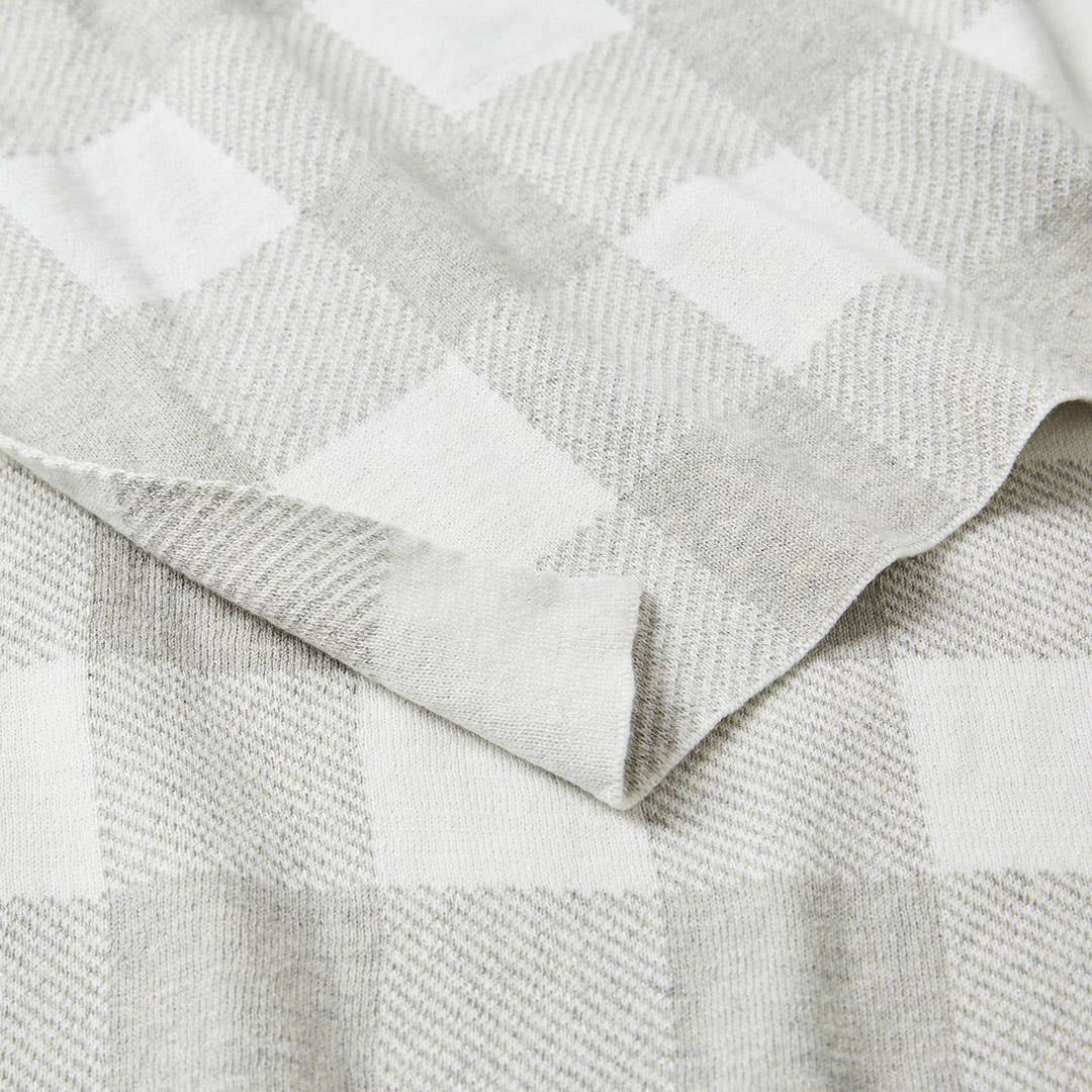 Gingham Kids Throw - Grey /Ivory