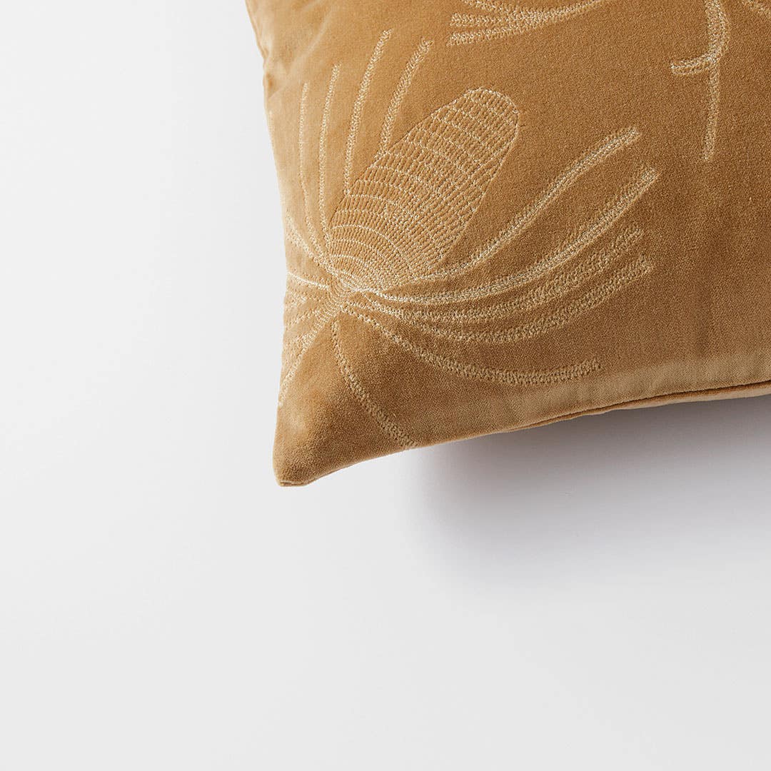 Banksia Velvet Cushion - Saffron