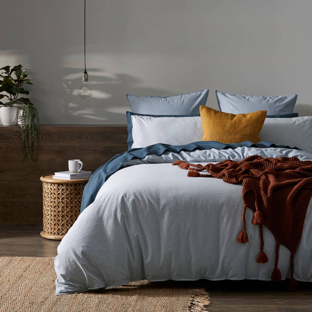 Hendry Quilt Cover - Smoke Blue