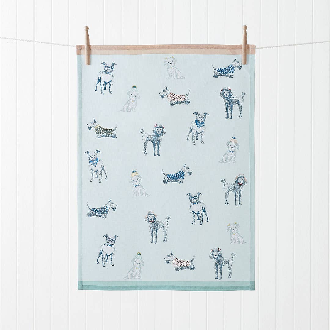 Winter Dogs Printed Tea Towel