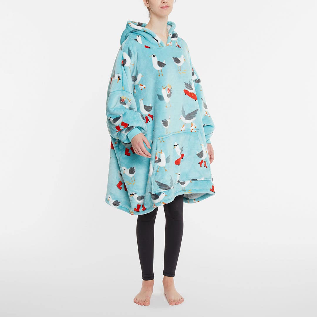 Seagulls Hooded Sherpa Blanket